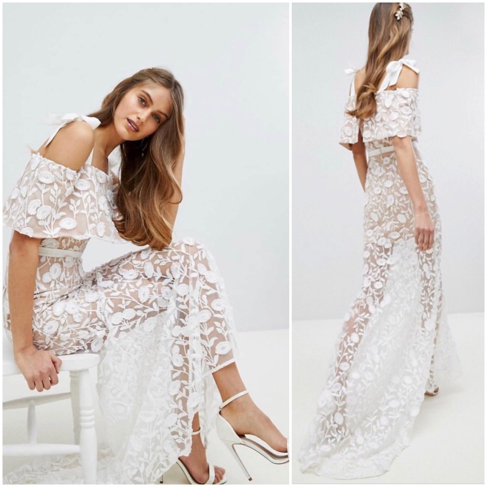 Jarlo London 3D Embroidered Lace Maxi  SIZE: Small 4 Petite